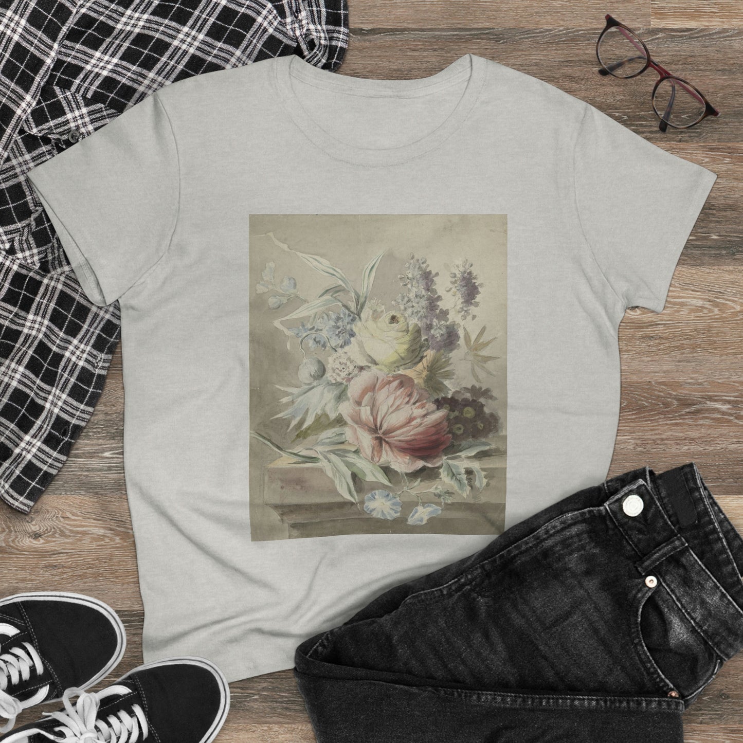Soft Floral Women's Midweight Cotton Tee